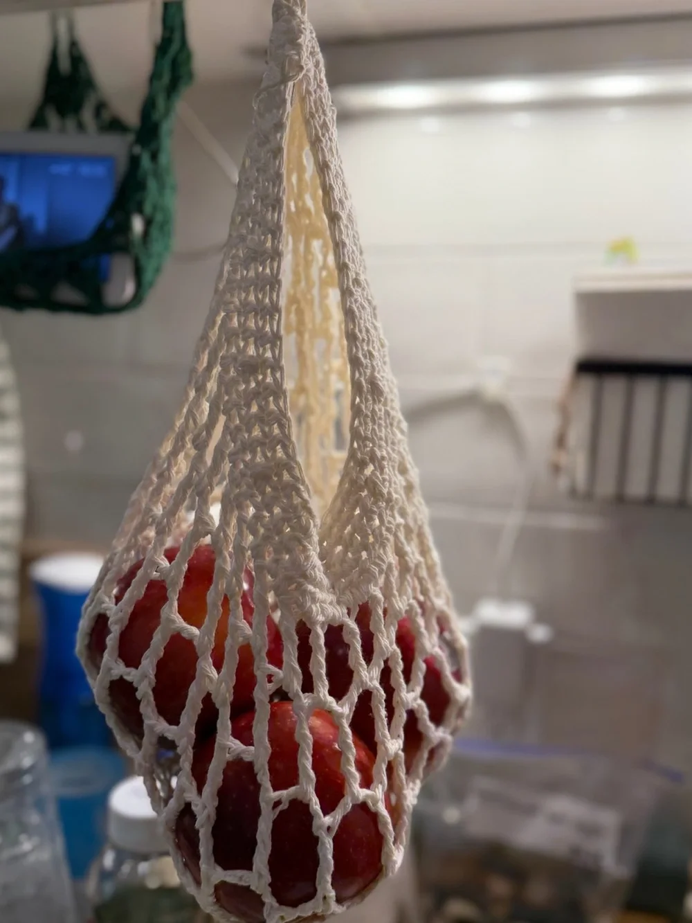 Handmade Crocheted Cotton Market Bag | Reusable Fruit & Produce Net